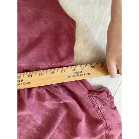 Vintage Express Midi Dress 1 Medium Tank Pockets Jersey Round Neck Stone Red 80s - Picture 11 of 13